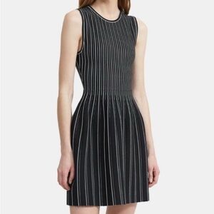 Theory Black and White Striped knit Dress
